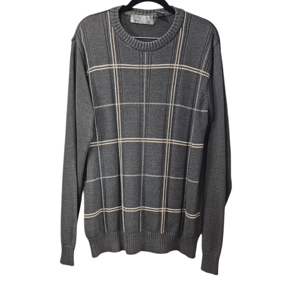 Oscar de la Renta Knit Cotton Blend Pull Over Gray Sweater